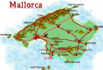 Way to the vacation house: overview Mallorca map Way to the vacation house: overview Mallorca map